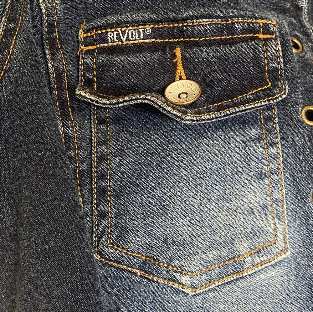 Vintage 90's Dark Wash Denim Jeans Jumpsuit - Picture 7 of 8